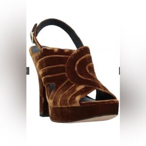 Diane Von Furstenberg navy velvet new platform sandals